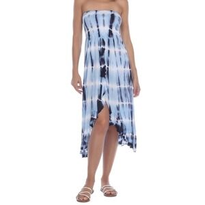 Raviya NWT tie dye smocked Strapless swim Cover-up Dress S
